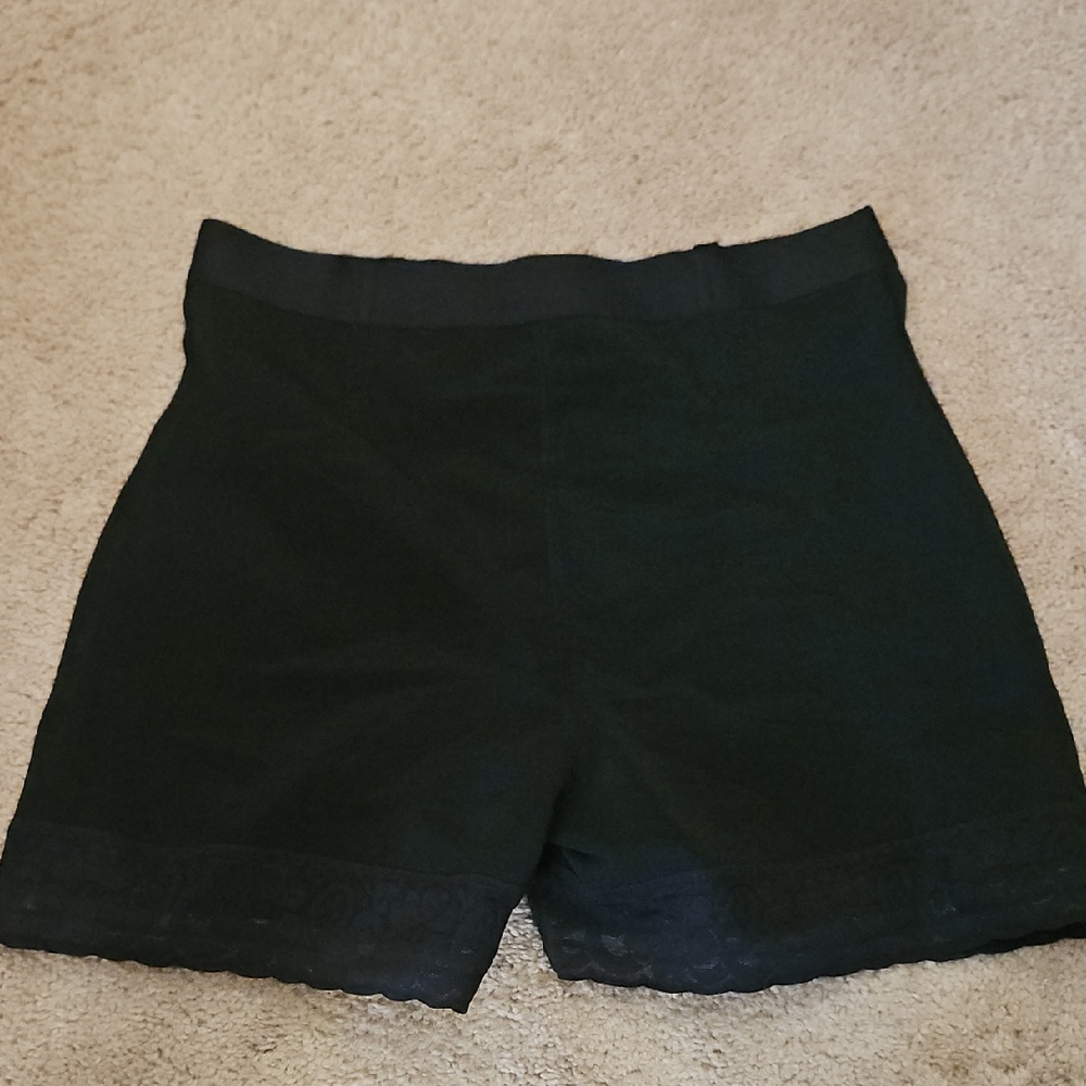Women's High-Waist Black Lace-Trim Shorts
